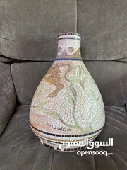  1 مزهرية - فازة فخار مزخرفة بالخزف