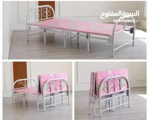  3 جديد وفرنا سرير حديد قابل للطي ومريح   سرير حديد ابيض قابل للطي    تصميم عملي وعصري