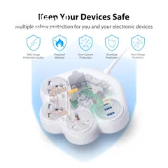  2 Huntkey SZN307C F2O Charger Pub Station Surge Protect Power Strip 1.5M وصلة كهرباء هانتكي