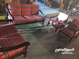  6 طقم كنب مورس خشب زان تنجيد جديد بسعر 110دنانير