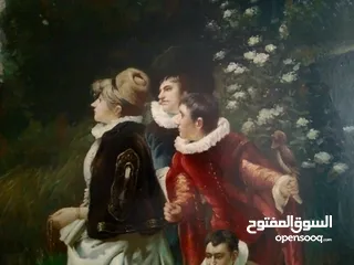  3 لوحة انكليزية رائعة قديمة رسم على كانفا