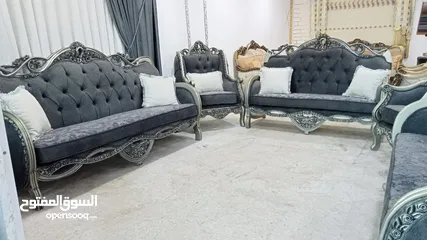  23 طقم كورنر خشب قراط ولاتيه مكفول سنتين اسفنج ضغط قماش وتر بروف. 6مخدات هدية  بفة لكل طقم كن