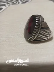  5 خاتم فضة 925 متوج بالعقيق الأحمر المزخرف ثقيل وحجم كبير.........