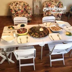  13 طاولات وكراسي طوي بتزبط للرحل والعزايم الكبيرة