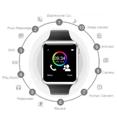  12 الساعة الذكية الاصلية A1 Smartwatch التي تدعم الشفرة وتعمل كهاتف نقال بسعر حصري ومنافس