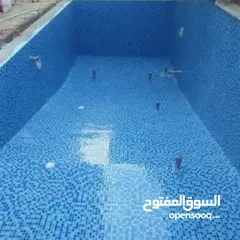  15 تنفيذ كافة اعمال المسابح وصيانة المسابح وكافة أعمالها وشلالات والشاليهات من الحفر حتى السباحه بنظام