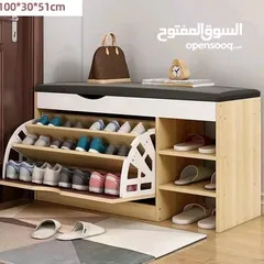  2 جزامة قلابة مع مقعد لون خشبي سعة تخزين جيدة  تحتوي على رف قلاب واسع يتسع للعديد من الأحذيةاحصل عليها