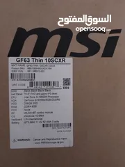  8 Laptop MSI GF63 Thin