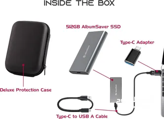  2 ssd خارجي سعة 512 جيجا صغير الحجم وسريع مع شنطه Type C