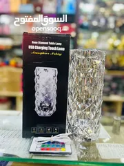  2 Crystal Rose Diamond Touch Lamp LED RGB 16 Colors USB Charging with Remote Table Lamp اضائة زينة