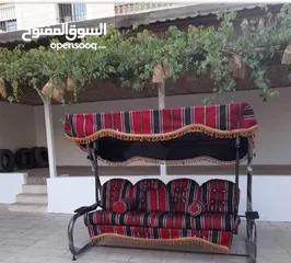 11 مراجيح ثلاثية وثنائية ورباعية واطقم رتان 5 و7 مقاعد واطقم كنب حديد قوية وعش البلبل حجم جامبو رائعة