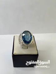  2 Natural blue topaz stone - خاتم بحجر توباز ازرق