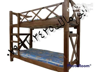  1 تخت طابقين تخوت وأسرة من أحسن انوع الخشب حسب الطلب صناعة ممتازة سرير  مفرد لا نعمل بتجاري