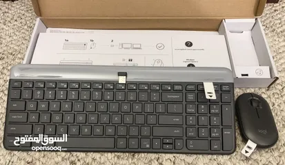  4 لوحة مفاتيح و ماوس لاسلكيان Logitech MK470 SLIM  من لوجيتك جديده  بسعر حرق
