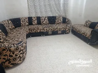  4 كورنر مرتب لون بني وبيج قماش خيش مرتب