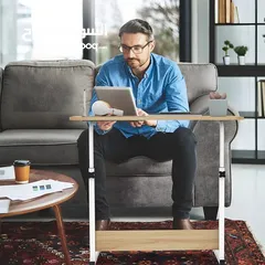  5 مكتب طلابي عملي ومتنقل بيسع لابتوب وادوات مدرسية سطح واسع عجلات قوية مع فرامل ارتفاع قابل للتعديل
