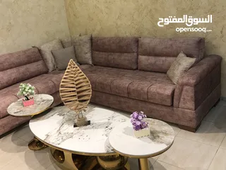  3 طقم كورنر كنب محلي صالون أمريكي مغلف كلاسيك كشاط اسود خشب سويدي مميز وبأقل سعر بالسوق