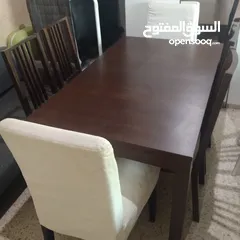  4 ikea extendable dining table 6 chairs  طاوله سفره ايكيا قابله للتمدد  6 كراسي