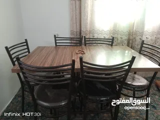  2 طاوله +6كراسي +جره غاز فارغه 80دينار