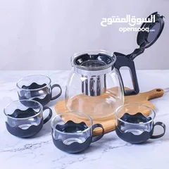  5 طقم زجاج مع 4 اكواب