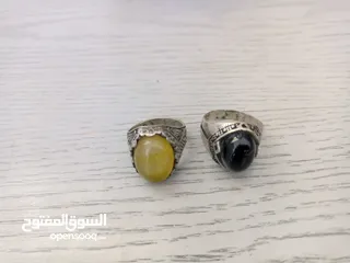  6 خاتم فضة عيار 925 - حجر عقيق يماني