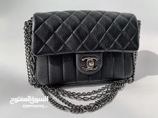  2 Chanel Black Quilted multi chain Flap Handbag