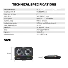  5 FANTECH NC21 NOTEBOOK COOLER LAPTOP COOLING PAD مبرد لابتوب من فانتيك