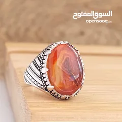  6 خواتم فضه وعقيق يمني اصلي