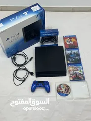  1 بلايستيشن 4 "1تيرا" بكرتونته مع اربع العاب  PS4 “1T”and four games