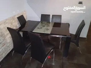 3 طاولة سفرة سيكوريت 6 مقاعد جلد