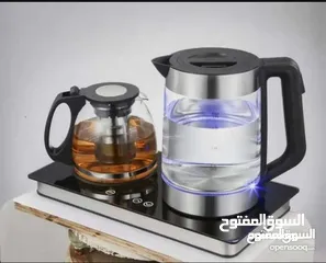  1 غلاية كهربائيه 1500w مكونة من زعاء زجاجي 2 لتر مع إضاءة داخليه تحتوي على نظام حماية