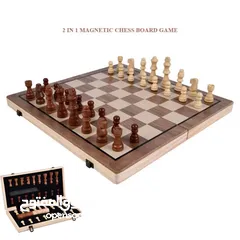  1 لعبة شطرنج خشب 2 في واحد
