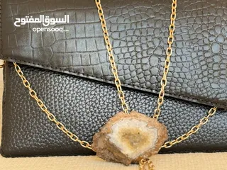  6 Luxury Handcrafted Genuine Leather Clutch – Python Texture, Gold Chain, Evening Elegance by Hana