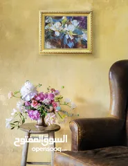 6 لوحتين طبيعة صامتة ورد، لوحات زيتية لديكور المنزل الراقي