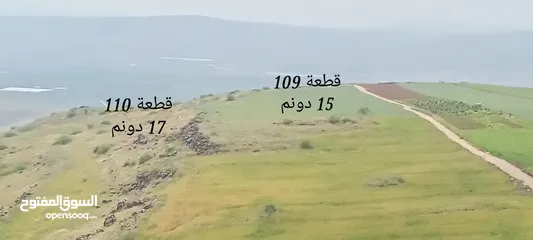  4 قطع اراضي مميزة مطلة على سد وادي العرب في ام قيس من المالك مباشرة