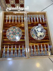  3 طاولة زهر صدف خشب زان
