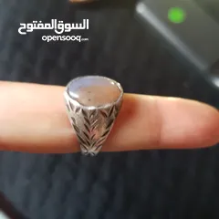  3 خاتم فضة به حجر كريم عقيق يماني اصلي