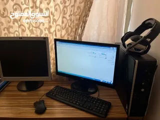  1 كمبيوتر hp  ويندوز سفن 4 قيقا رام 256 قيقا بسعر حرق نار مغري مع شاشتين وكامل ملحقاته