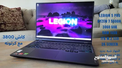  1 Gaming Laptop, LEGION 5 PRO Ryzen 7 5800H 3060 6GBvram 16GB ram 1Tb M.2 SSD Monitor 2k