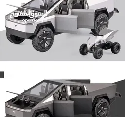  6 1-24 Tesla Cyber truck Pickup With Motorcycle Alloy Diecasts