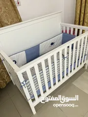  7 Baby shop wooden cot with Raha spring mattress and baby shop oscillating chair