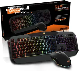  3 MEETION BACKLIT C-510 RAINBOW GAMING KEYBOARD AND MOUSE COMBO-كيبورد وماوس سلكي قيمينق مضيء ميشن
