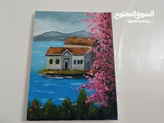  2 لوحة منظر طبيعي بالوان الكريليك