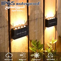  1 مصباح حائط  10 LED يعمل بالطاقة الشمسية اصفر وابيض
