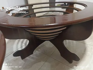  5 طاولات خشب تقيل سطح قزاز