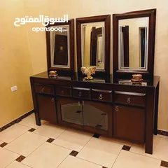  2 #_غرفه_سفره_مودن_تفصيل3_قطع_فل_كوالتي بحاله الجديد استخدام مده قصيره وخشبها زان سويد ودهان جوزي وت