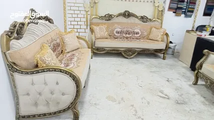  20 طقم كورنر خشب قراط ولاتيه مكفول سنتين اسفنج ضغط قماش وتر بروف. 6مخدات هدية  بفة لكل طقم كن