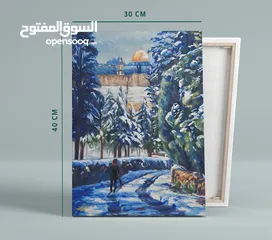  4 لوحة فنية زيتية الثلج في القدس