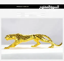  7 منظر فهد ذهبي او فضي ديكور على تابلو السياره او مكتب طول 19 سم