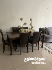  3 Table + 6 chairs طاولة + 6 كراسي